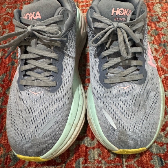 Hoka Women's Athletic Shoes in Blue and Pink Bondi 8 size 7 - Picture 2 of 5
